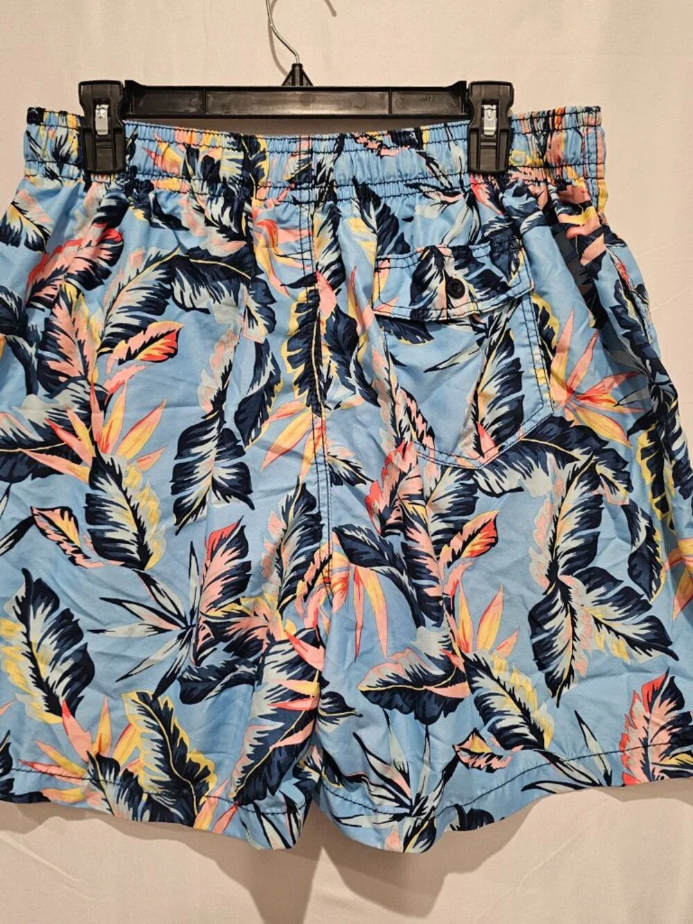 Kanu Surf Men's XL Blue Hawaiian Swim Trunks Board Shorts Elastic Waist Pocket